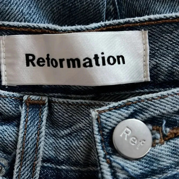 Reformation Women's‎ Skinny Patch Torres Distressed High Waist Jeans size 23 - Picture 6 of 8
